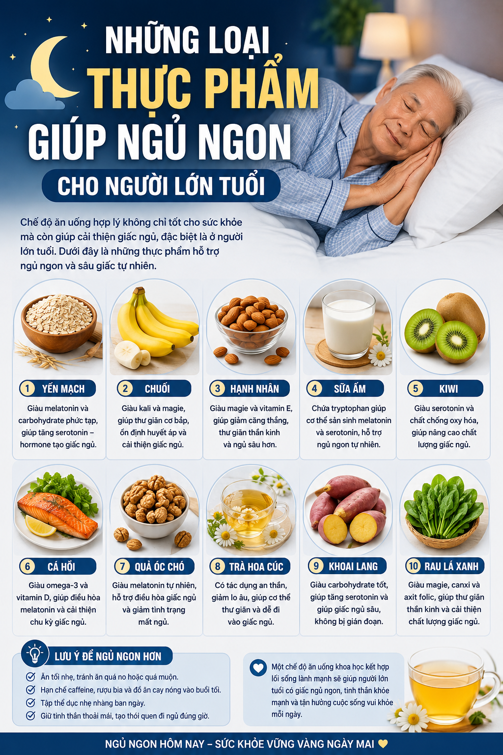 người già mất ngủ nên ăn gì