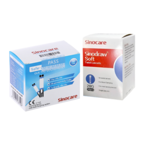 Combo 50 Que thử đường huyết Sinocare Safe Accu và 50 Kim lấy máu Sinodraw Soft