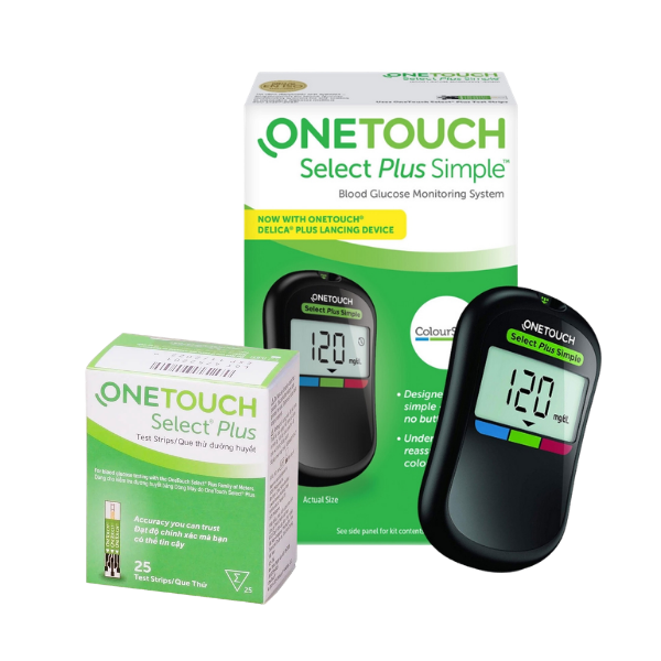 máy đo và que thử đường huyết Onetouch Select Plus Simple