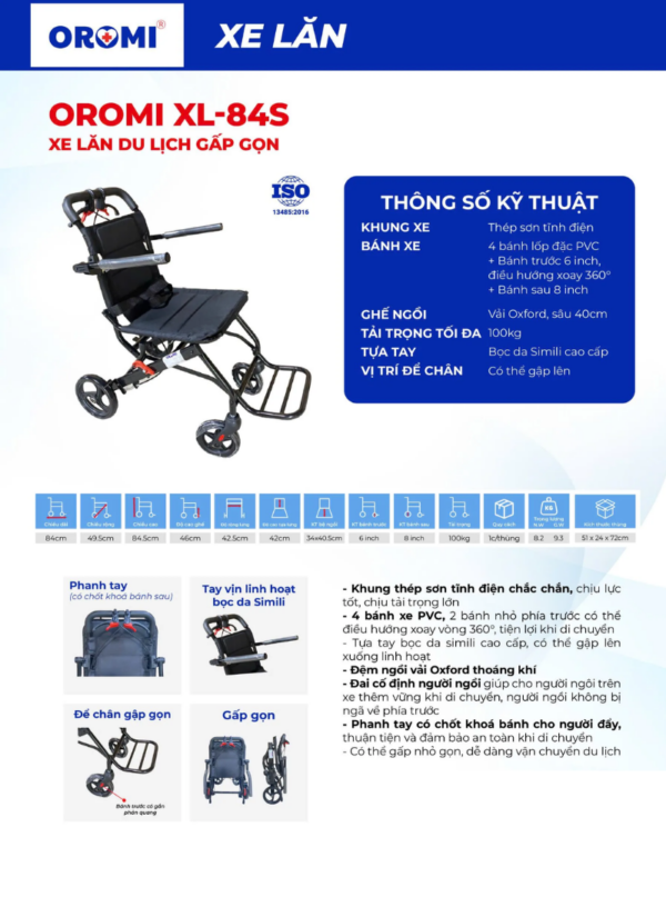Xe lăn du lịch Oromi Xl 84s